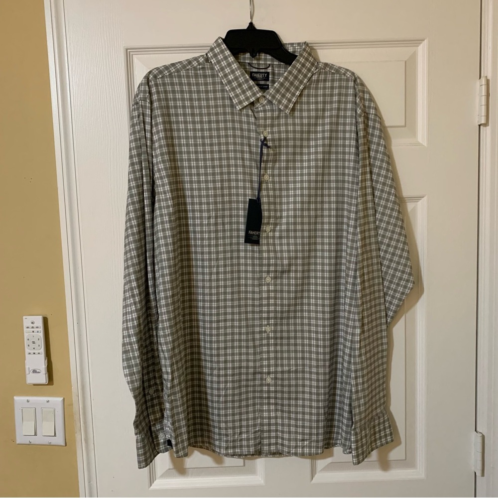 NWT Faherty Men's Long Sleeve Plaid Button Down Movement Shirt Size XXL‎